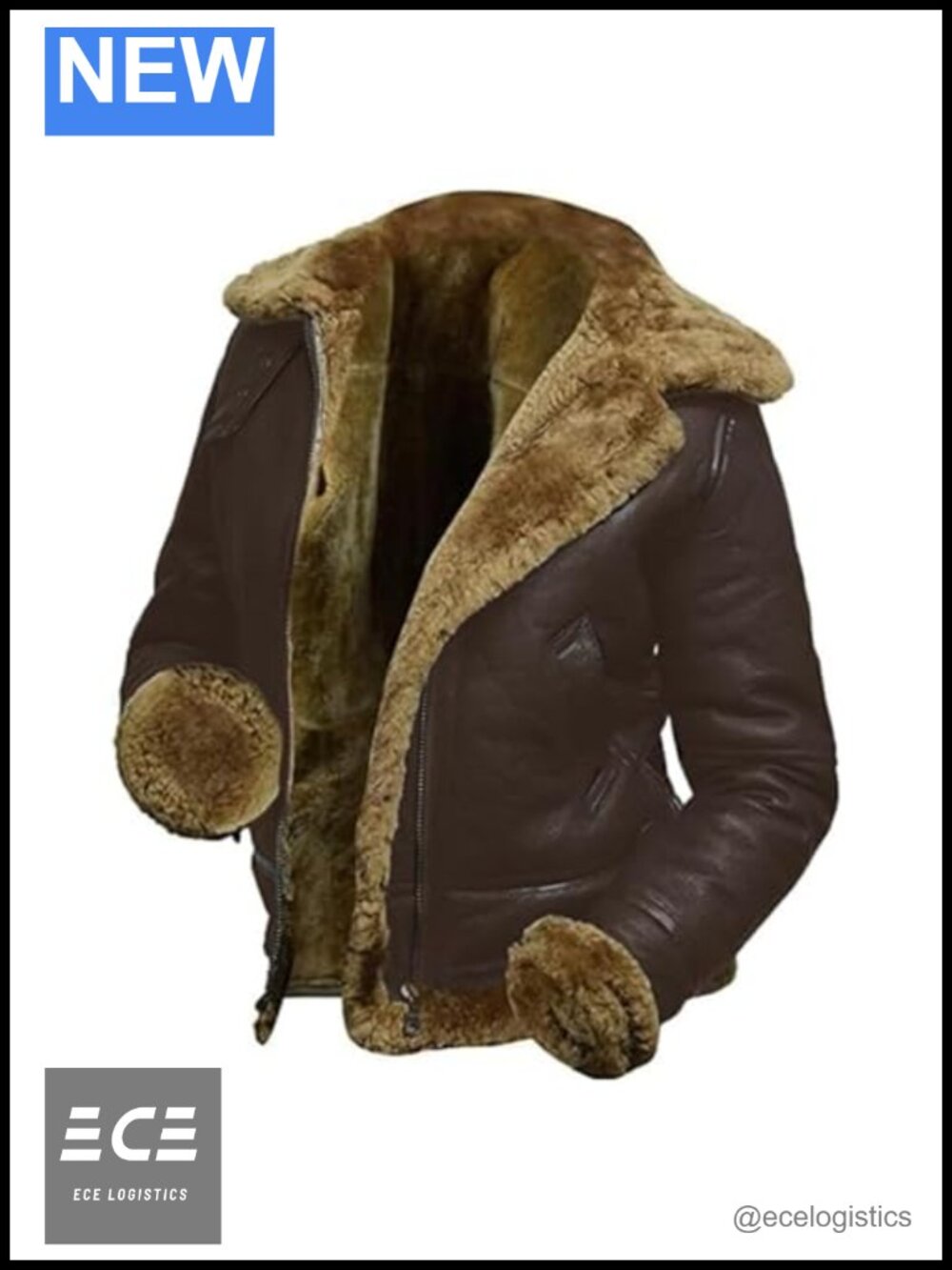 Lambskin Leather Hooded Aviator Jacket Faux Fur Lined Bomber Coat